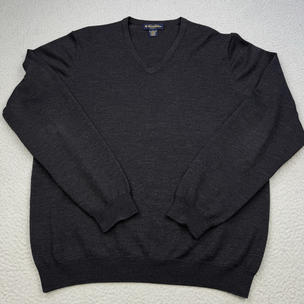 BROOKS BROTHERS Sweater Mens Large Black Stretch Merino Blend Sweater Golf
